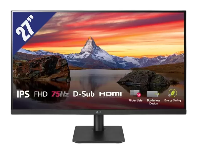 Màn hình máy tính LG IPS 27'' Full HD 75Hz AMD FreeSync™ thiết kế 3 cạnh không viền 27MP400-B