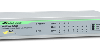 8-port 10/100TX Unmanaged PoE Switch  ALLIED TELESIS AT-FS708LE/POE