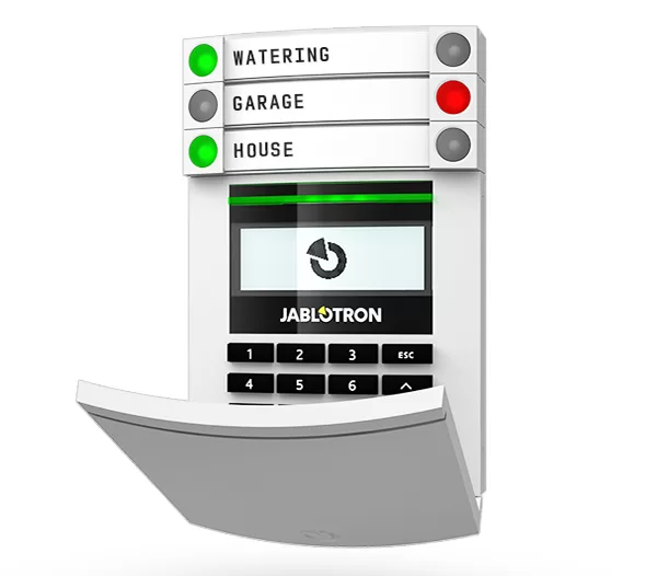 Bảng điều khiển có dây với đầu đọc từ, bàn phím và màn hình LCD JABLOTRON JA-114E