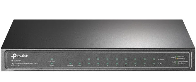 10-Port Gigabit with 8-Port PoE+ Desktop Switch TP-LINK TL-SG1210P