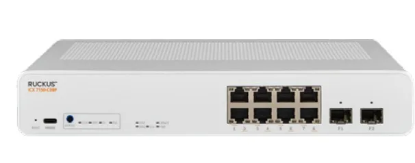 8-Port Gigabit + 2-Port Gigabit SFP PoE Switch RUCKUS ICX7150-C08P-2x1G