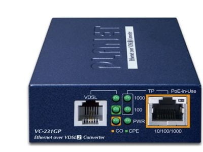 1-Port 10/100/1000T 802.3at PoE+ Ethernet to VDSL2 Converter PLANET VC-231GP