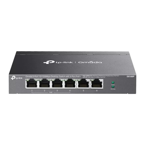 Omada 6-Port 10/100Mbps Desktop Switch with 4-Port PoE+ 1