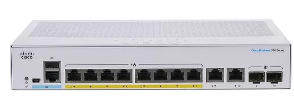 10-Port Gigabit Ethernet PoE Managed Switch CISCO CBS350-8FP-2G-EU