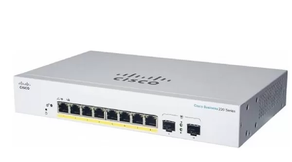 8-port Gigabit Ethernet + 2-port Gigabit SFP PoE Smart Switch CISCO CBS220-8P-E-2G-EU
