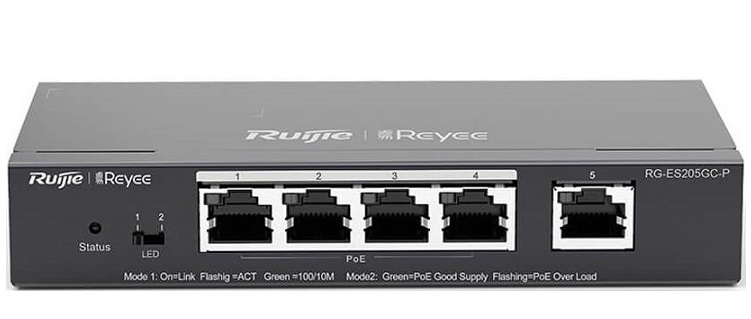 4-port 10/100/1000Base-T PoE Switch RUIJIE RG-ES205GC-P