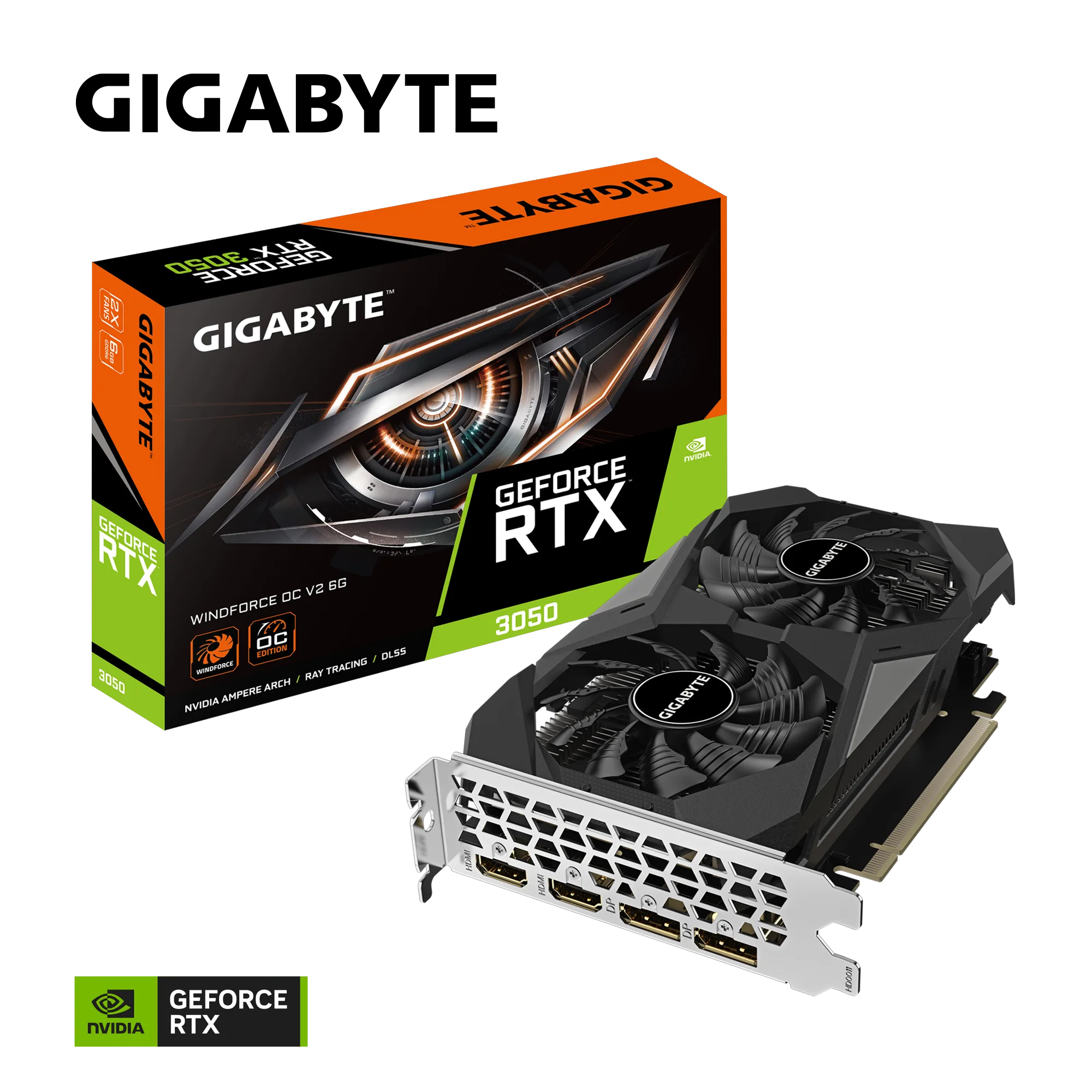 Card màn hình VGA Gigabyte RTX 3050 Windforce OC V2 6GB GV-N3050WF2OCV2-6GD