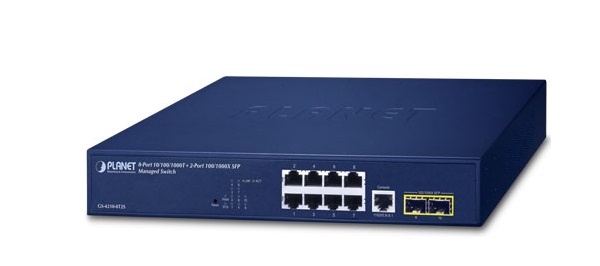 8-Port 10/100/1000T + 2-Port 100/1000X SFP Managed Switch PLANET GS-4210-8T2S