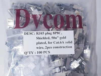 Đầu nối cáp mạng RJ45 DVCOM Cat6A FTP Gold 50u