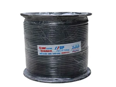Cáp đồng trục RG6 (5C-FB) lõi CCS 80 sợi màu đen SINO RG6/5C-FB/CCS/80/SP