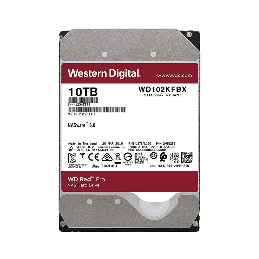 Ổ cứng WD HDD Red Pro 10TB 3.5" SATA 3/ 256MB Cache/ 7200RPM WD102KFBX