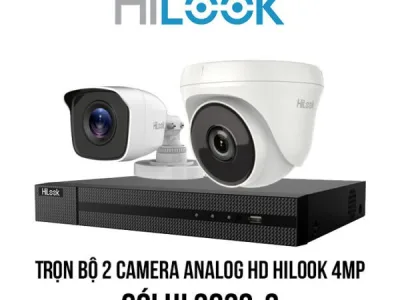 Lắp đặt trọn bộ 2 camera Analog HD HiLook 4MP giá rẻ [HL2023-2]. Hotline 19009259