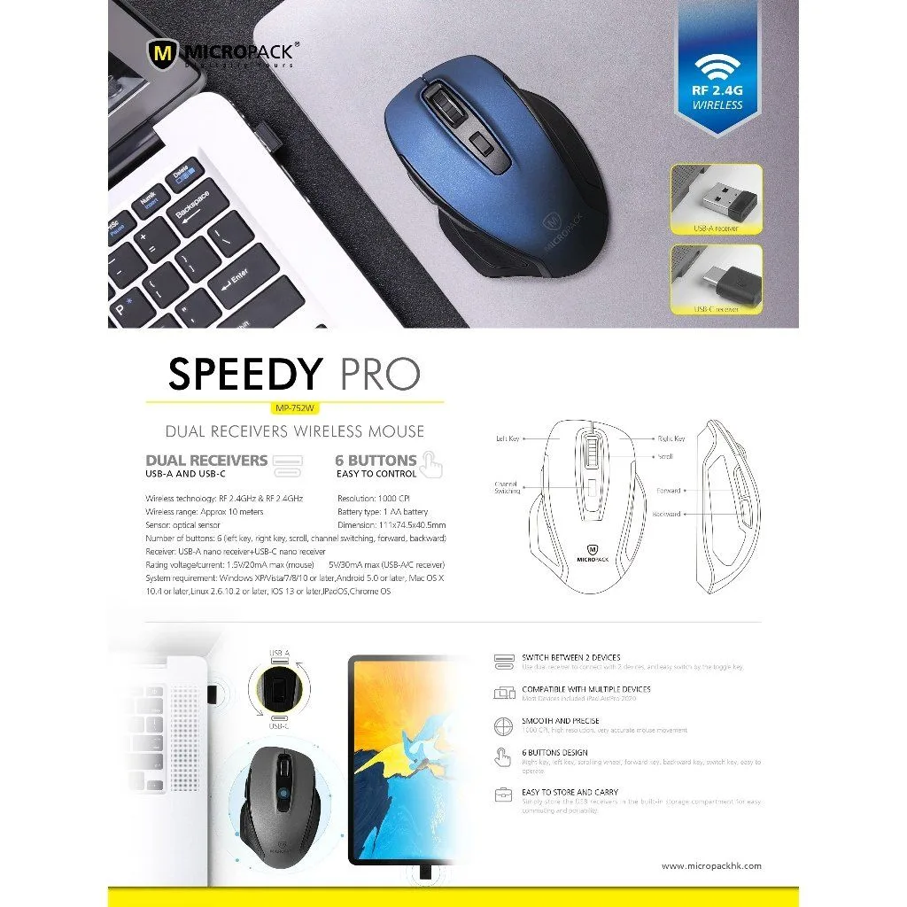 Chuột không dây MicroPack SPEEDY PRO MP-752W