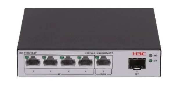 5-Port GE + 1-Port SFP Web Managed Switch H3C S1600V2-6P