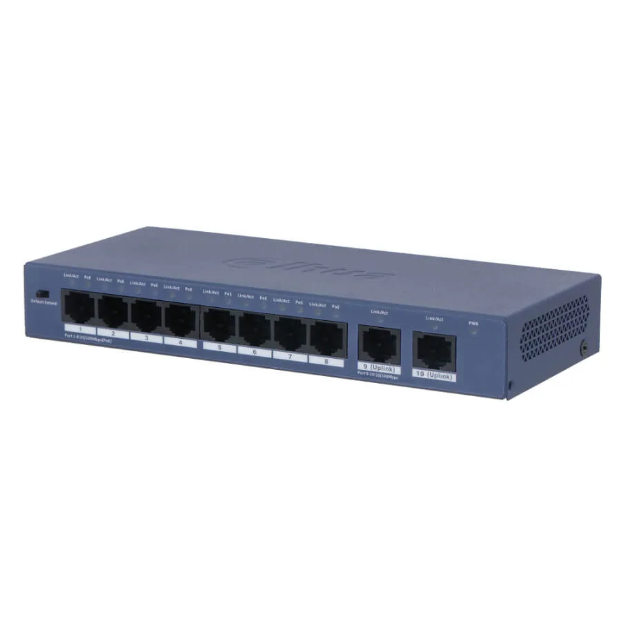 8-Port 10/100Mbps PoE Unmanaged Switch DAHUA DH-S3010-8ET2ET-60