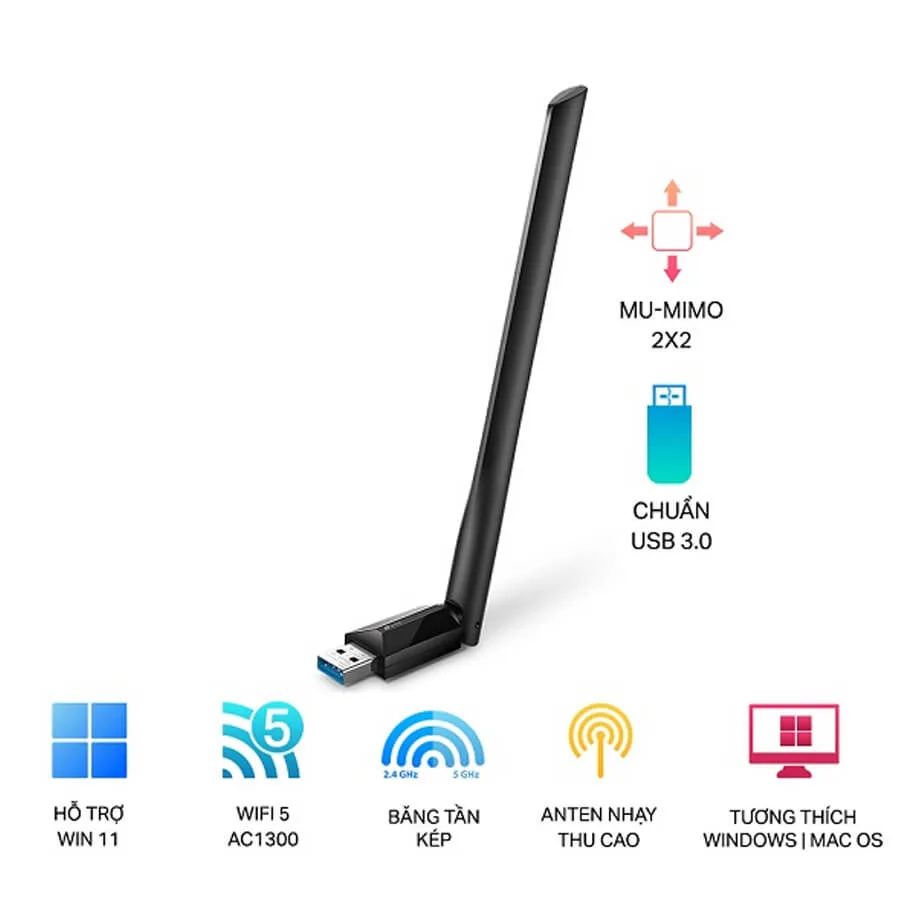 USB Wifi băng tần kép AC1300 TP-LINK Archer T3U Plus