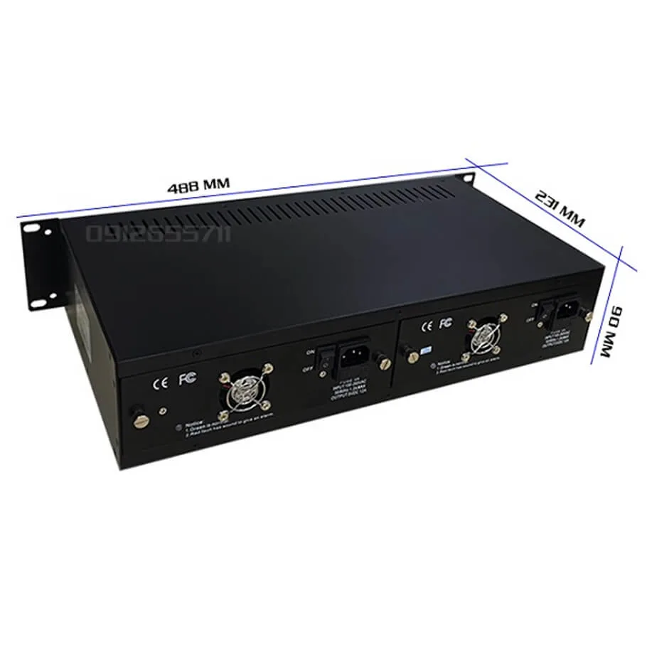 Khung nguồn tập trung cho gắn 14 Converter quang GNETCOM GNC-RACK-2U14