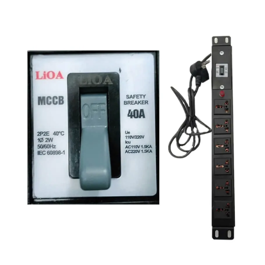 PDU 6 lỗ 40A có đèn báo MCCB rack 19" PRO-NET