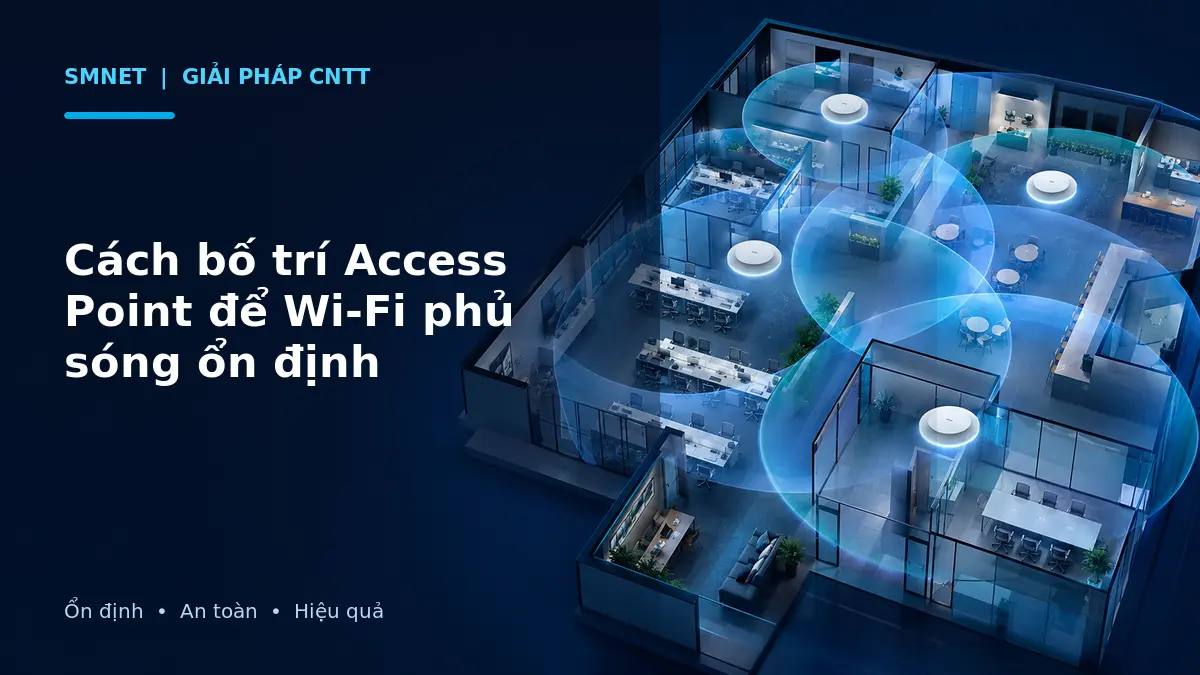 Mô phỏng bố trí Access Point phủ sóng Wi-Fi ổn định trong văn phòng