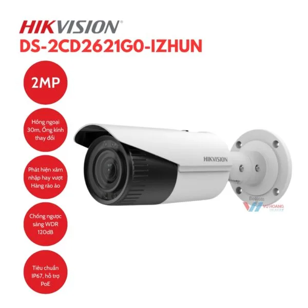 Camera HIKVISION DS-2CD2621G0-IZHUN - Thân Trụ 2MP