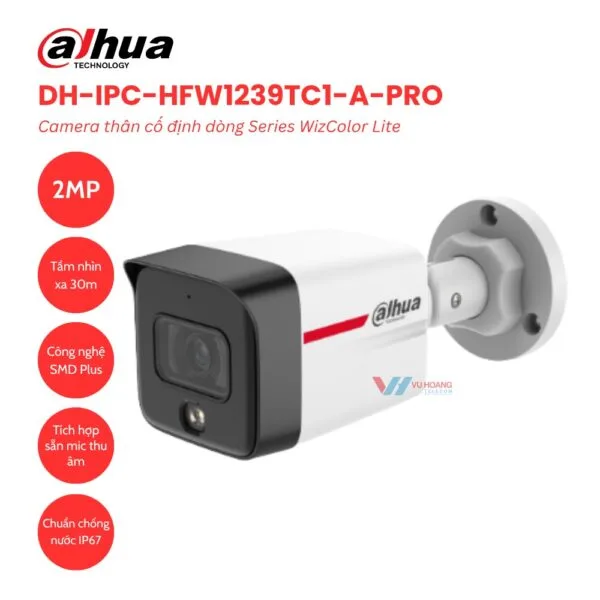 Camera IP Dahua 2MP DH-IPC-HFW1239TC1-A-PRO Chính Hãng