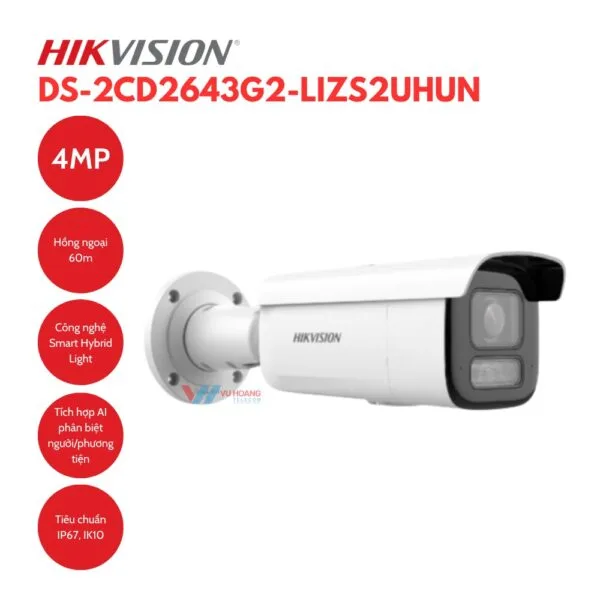 Camera IP Hikvision DS-2CD2643G2-LIZS2UHUN chuẩn IK10